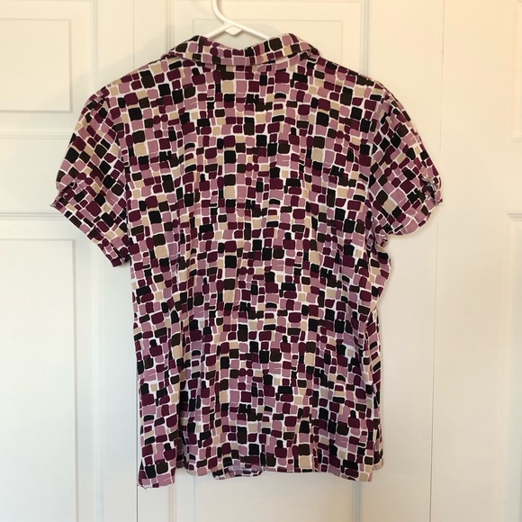 Apt. 9 Petite Purple, Black & Tan Short Sleeve Top Size PXL - Picture 2 of 6
